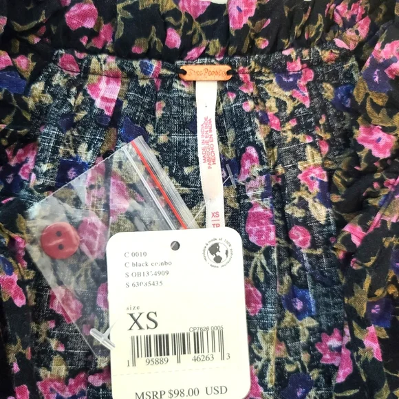 FREE PEOPLE Meant To Be Floral Print Prairie Cottagecore Boho Blouse Top - Picture 5 of 10